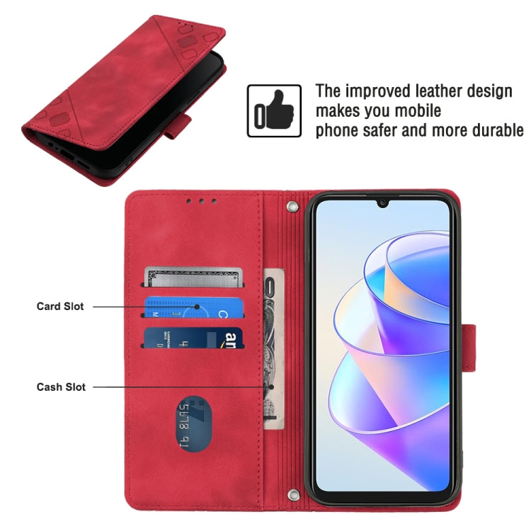 For Honor X7a 4G Global Skin-feel Embossed Leather Phone Case