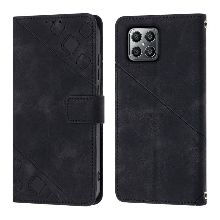 For Honor X8 4G Skin-feel Embossed Leather Phone Case