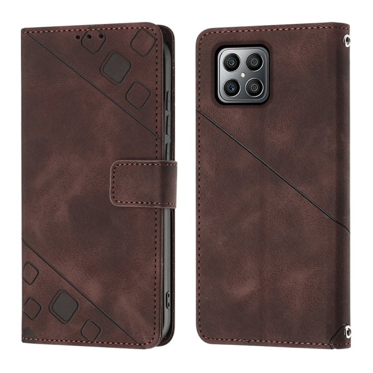 For Honor X8 4G Skin-feel Embossed Leather Phone Case