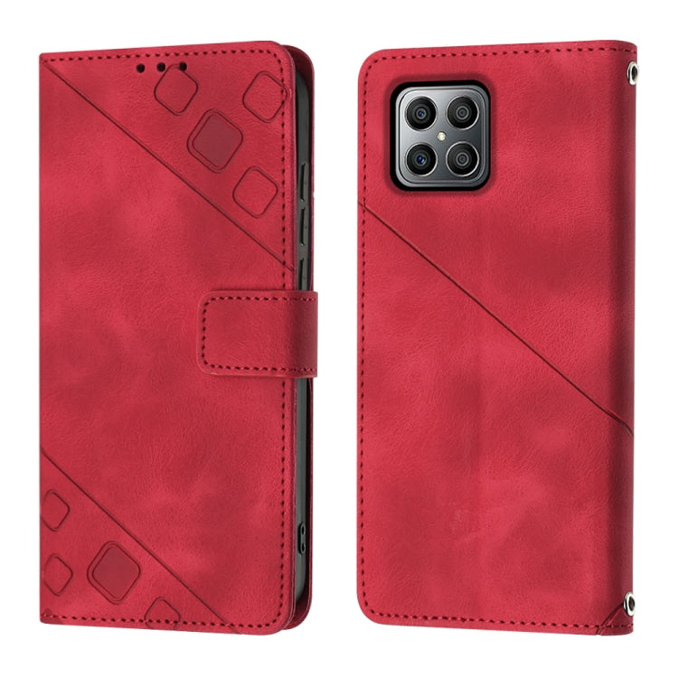 For Honor X8 4G Skin-feel Embossed Leather Phone Case