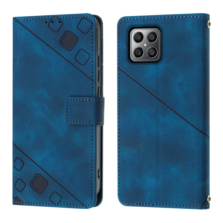For Honor X8 4G Skin-feel Embossed Leather Phone Case