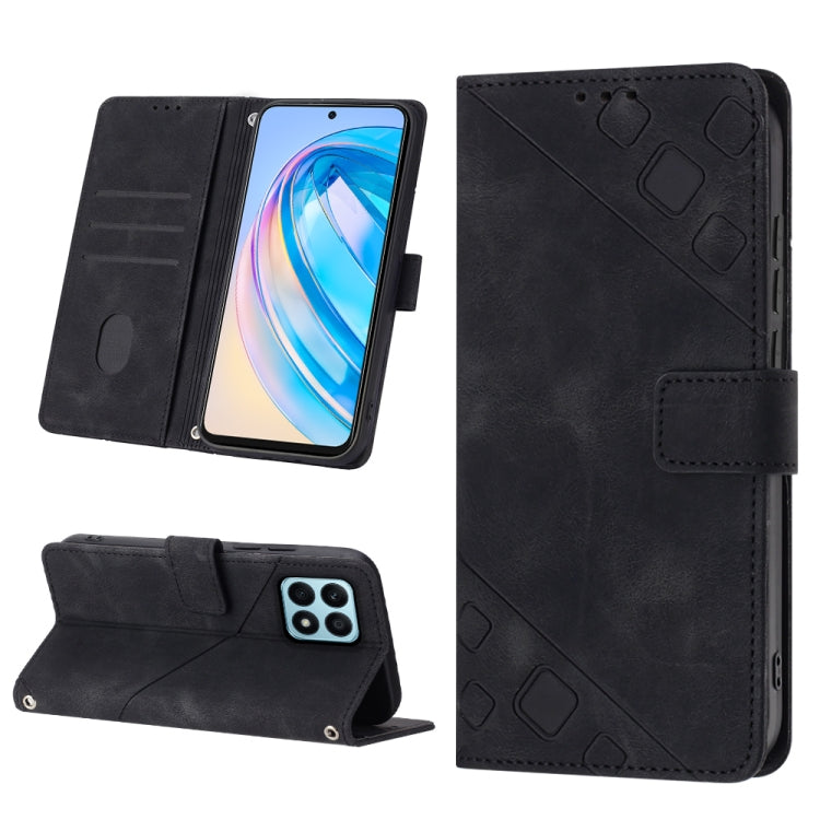 For Honor X8a 4G Global Skin-feel Embossed Leather Phone Case