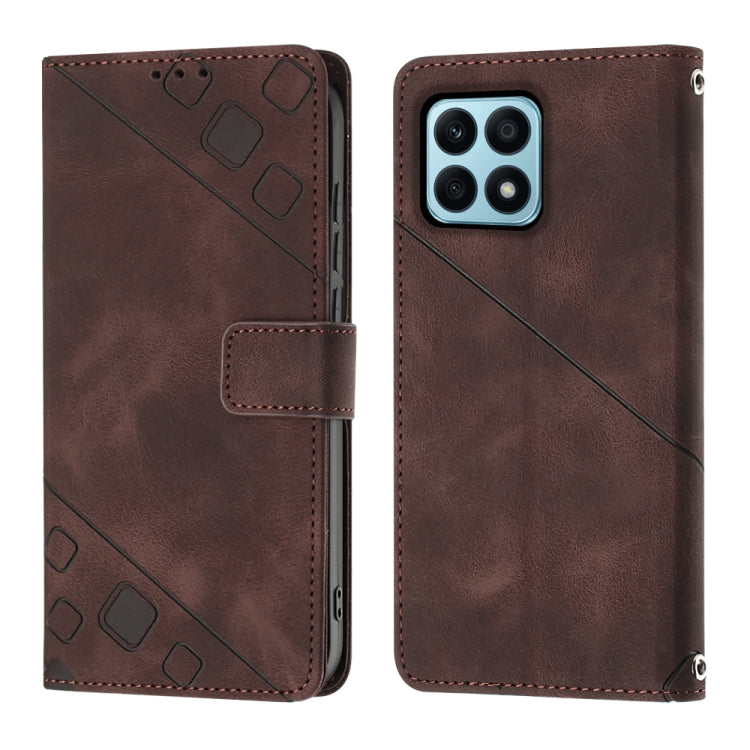For Honor X8a 4G Global Skin-feel Embossed Leather Phone Case
