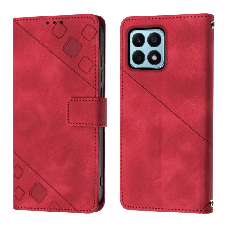 For Honor X8a 4G Global Skin-feel Embossed Leather Phone Case