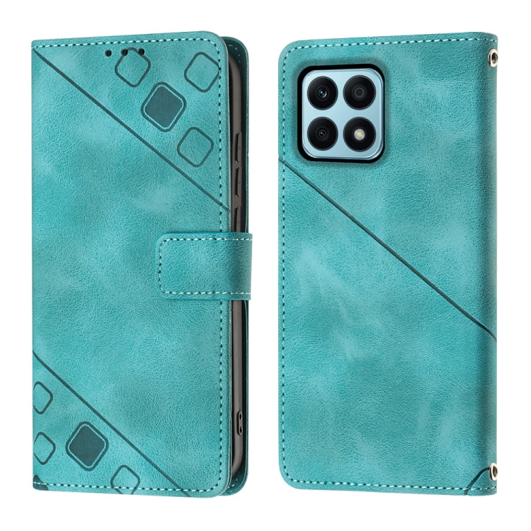 For Honor X8a 4G Global Skin-feel Embossed Leather Phone Case