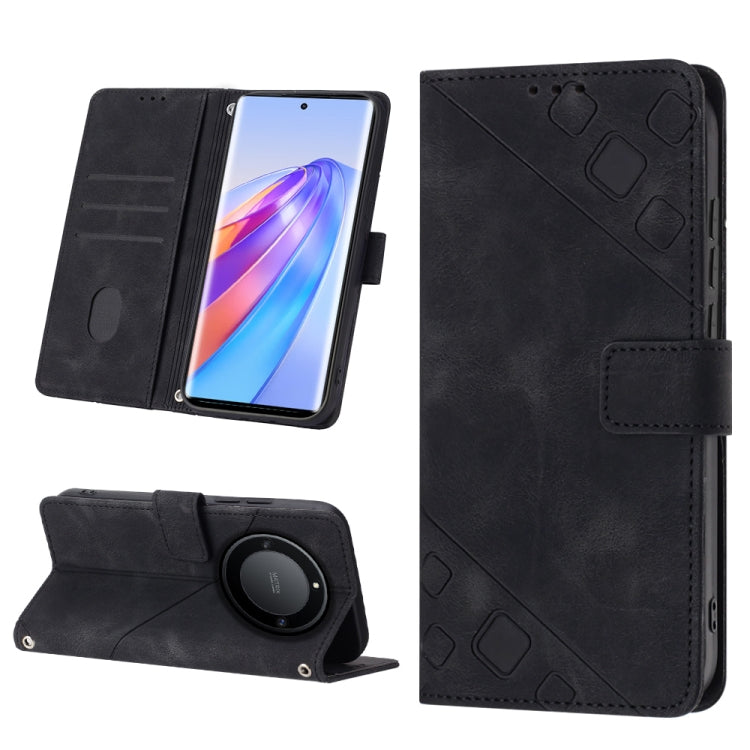 For Honor X9a 5G/Magic5 Lite Skin-feel Embossed Leather Phone Case