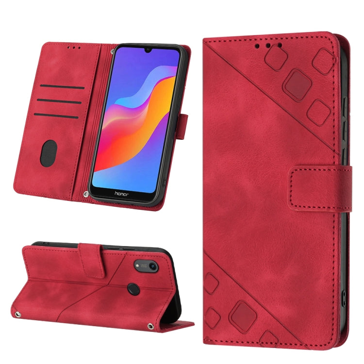 Skin-feel Embossed Leather Phone Case For Honor 8A/Y6 Pro 2019/Play 8A/8A Pro/8A 2020/8A Prime/Huawei Enjoy 9e/Huawei Y6 2019/Y6s 2019