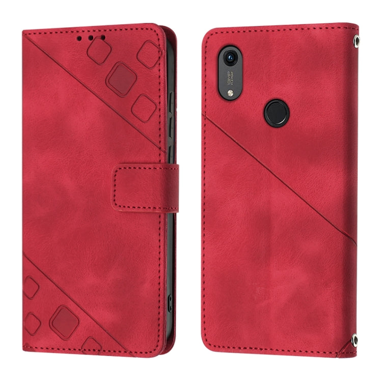 Skin-feel Embossed Leather Phone Case For Honor 8A/Y6 Pro 2019/Play 8A/8A Pro/8A 2020/8A Prime/Huawei Enjoy 9e/Huawei Y6 2019/Y6s 2019