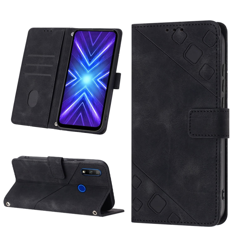 Skin-feel Embossed Leather Phone Case For Honor 9X Global/Huawei P Smart Z/Y9 Prime 2019/Enjoy 10 Plus