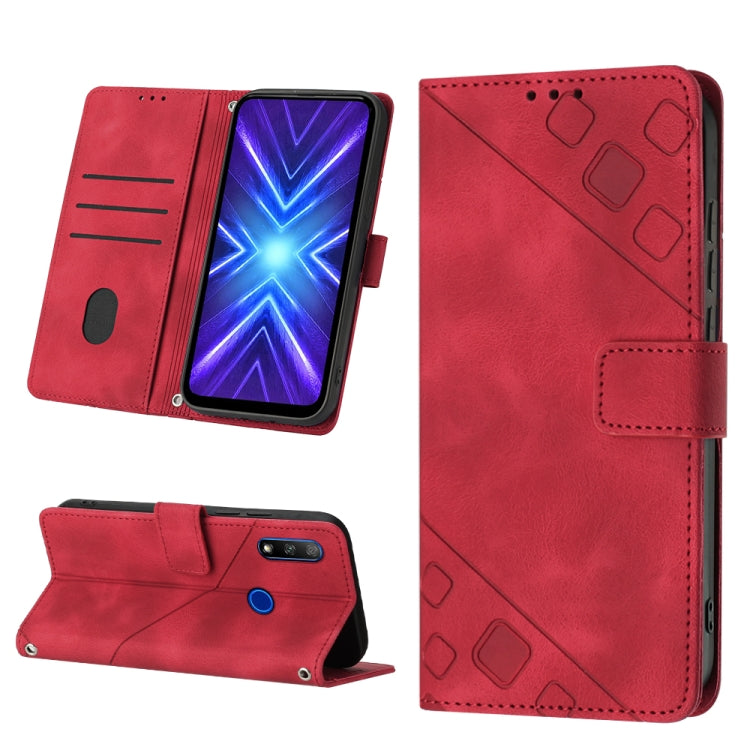 Skin-feel Embossed Leather Phone Case For Honor 9X Global/Huawei P Smart Z/Y9 Prime 2019/Enjoy 10 Plus
