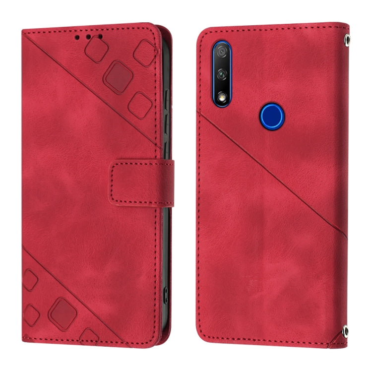 Skin-feel Embossed Leather Phone Case For Honor 9X Global/Huawei P Smart Z/Y9 Prime 2019/Enjoy 10 Plus