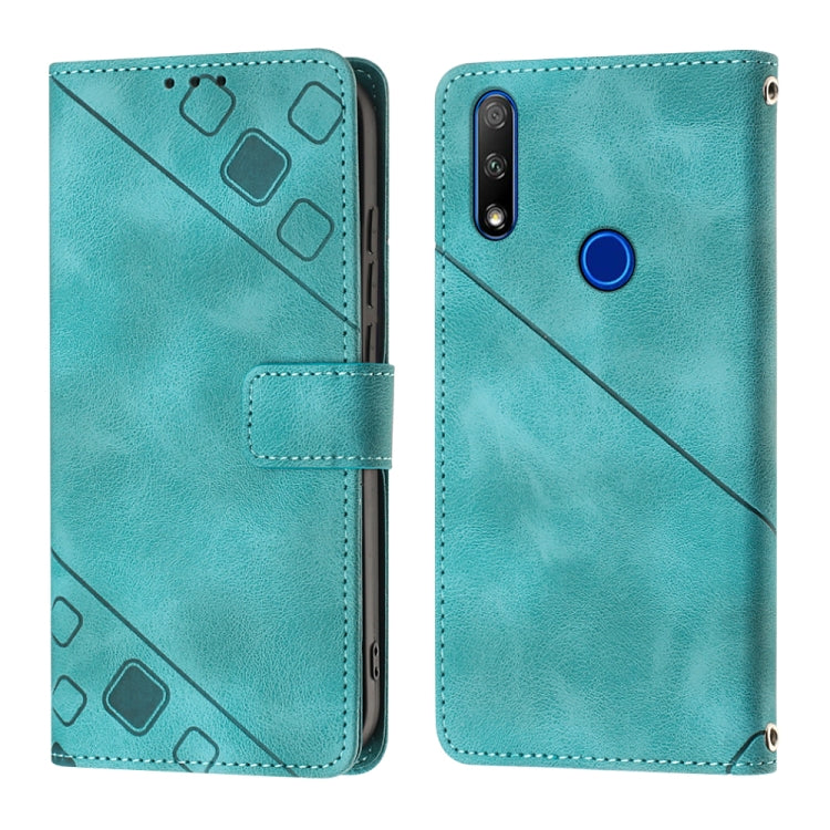 Skin-feel Embossed Leather Phone Case For Honor 9X Global/Huawei P Smart Z/Y9 Prime 2019/Enjoy 10 Plus