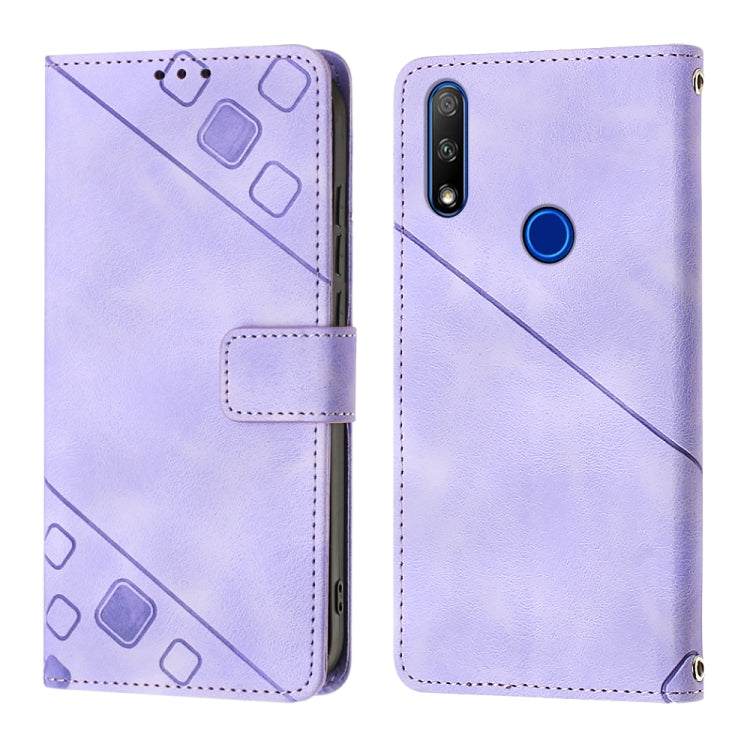 Skin-feel Embossed Leather Phone Case For Honor 9X Global/Huawei P Smart Z/Y9 Prime 2019/Enjoy 10 Plus