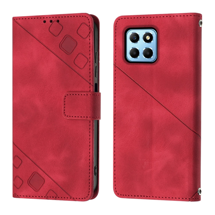 For Honor X6 / X8 5G Skin-feel Embossed Leather Phone Case