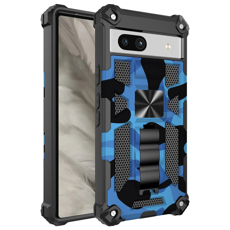 For Google Pixel 7a Camouflage Armor Kickstand TPU + PC Magnetic Phone Case
