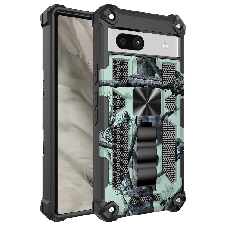 For Google Pixel 7a Camouflage Armor Kickstand TPU + PC Magnetic Phone Case