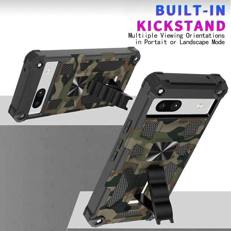 For Google Pixel 7a Camouflage Armor Kickstand TPU + PC Magnetic Phone Case