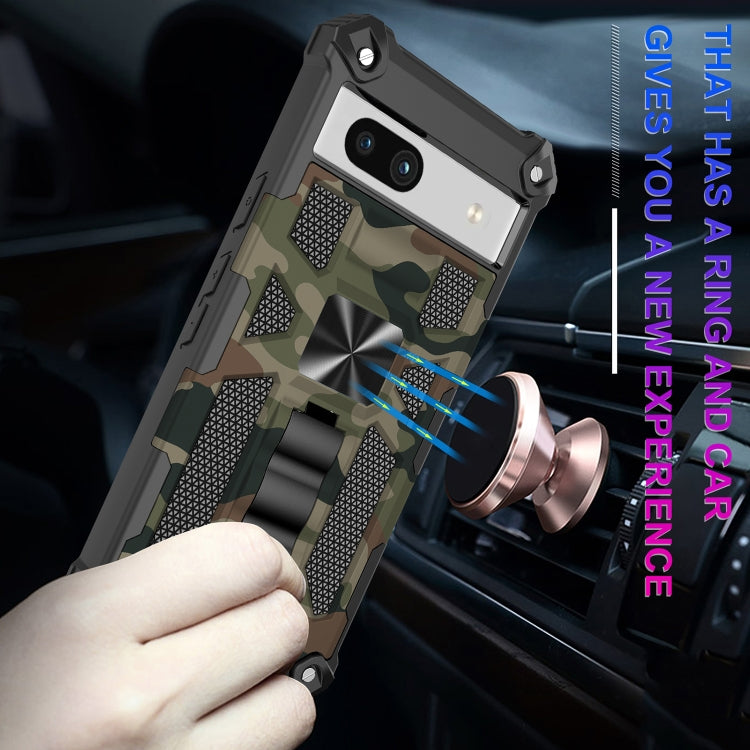 For Google Pixel 7a Camouflage Armor Kickstand TPU + PC Magnetic Phone Case