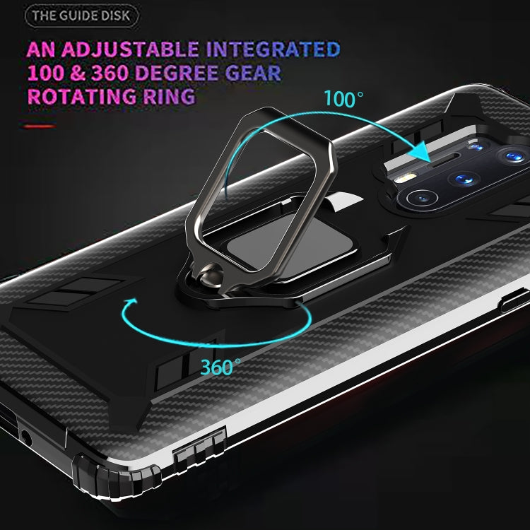 For OnePlus 8 Pro Carbon Fiber Protective Case with 360 Degree Rotating Ring Holder