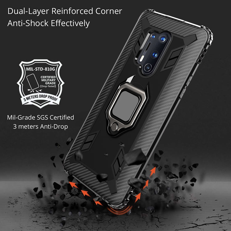 For OnePlus 8 Pro Carbon Fiber Protective Case with 360 Degree Rotating Ring Holder