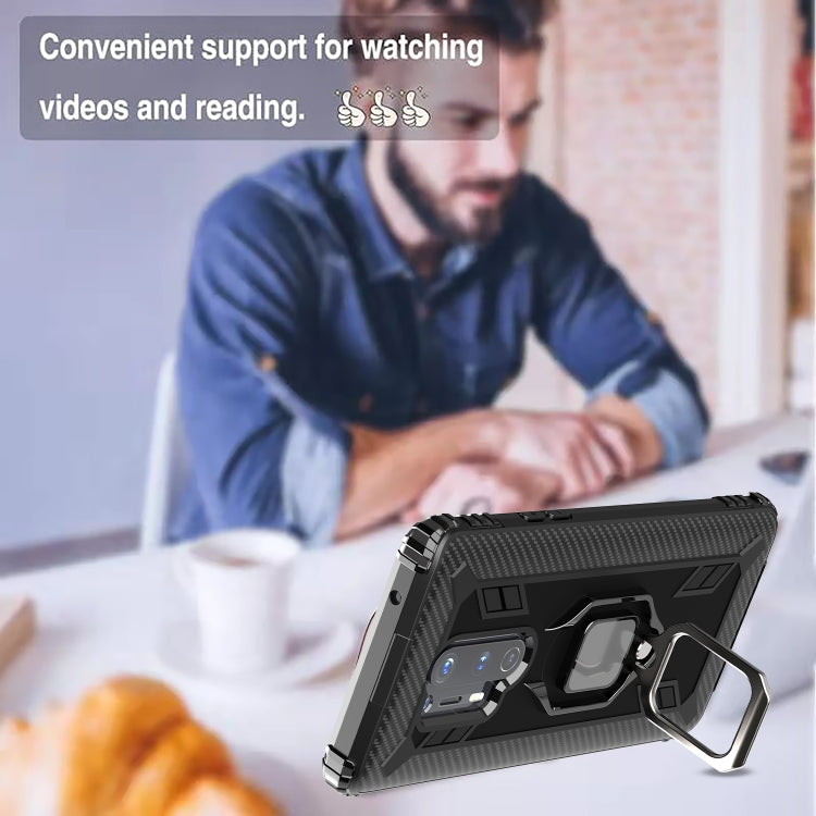 For OnePlus 8 Pro Carbon Fiber Protective Case with 360 Degree Rotating Ring Holder