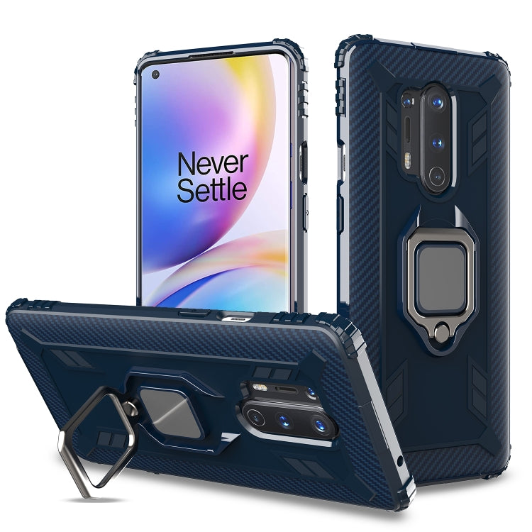 For OnePlus 8 Pro Carbon Fiber Protective Case with 360 Degree Rotating Ring Holder