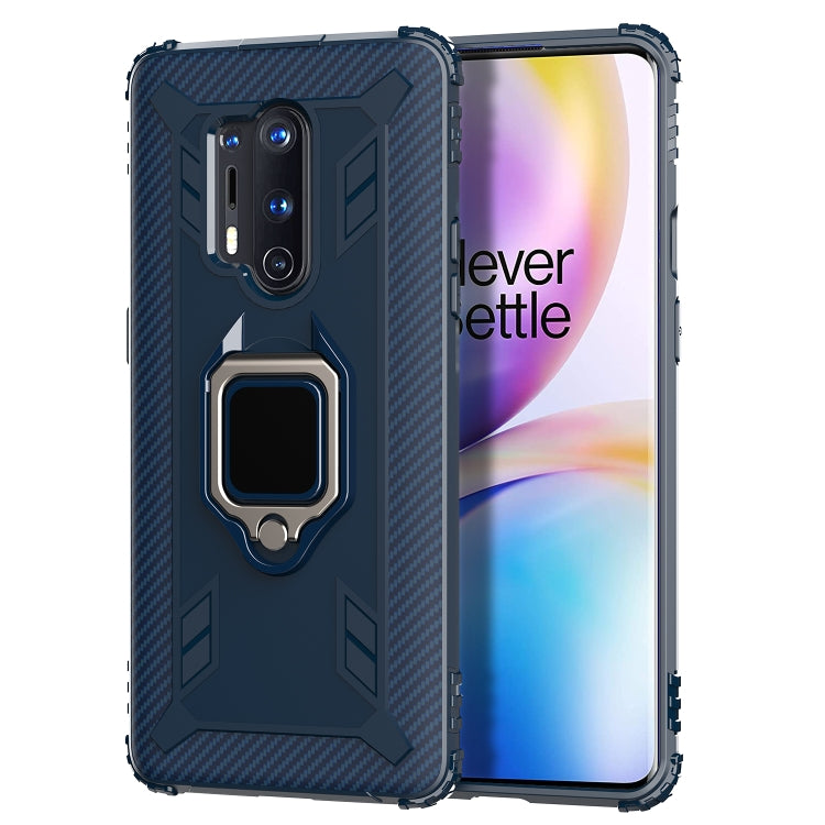 For OnePlus 8 Pro Carbon Fiber Protective Case with 360 Degree Rotating Ring Holder