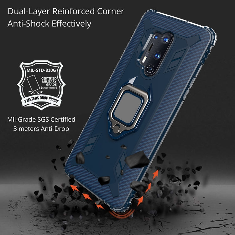 For OnePlus 8 Pro Carbon Fiber Protective Case with 360 Degree Rotating Ring Holder