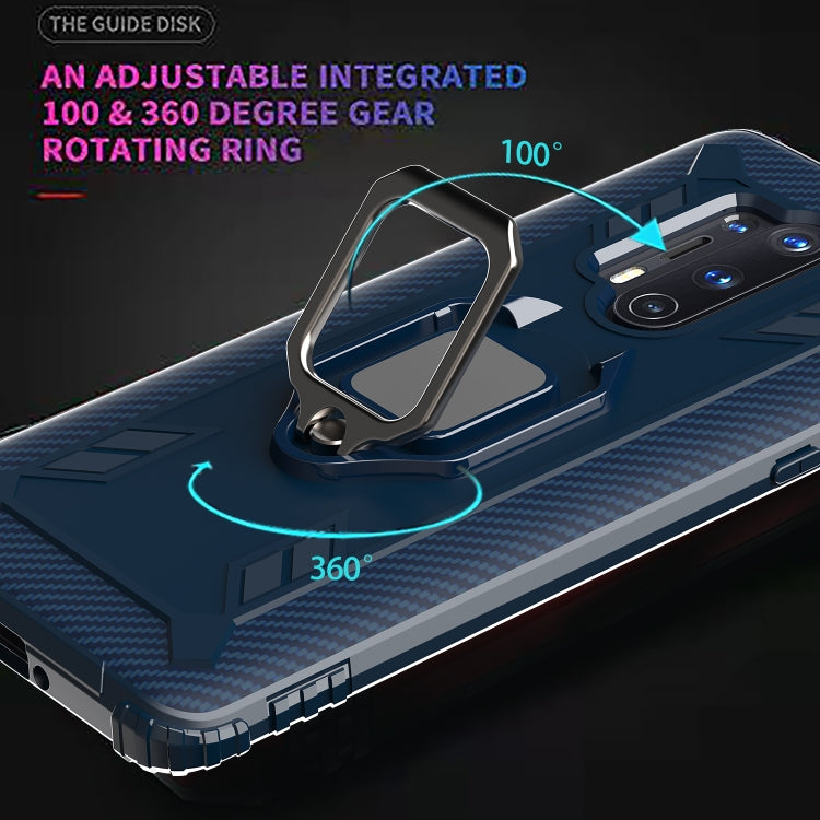 For OnePlus 8 Pro Carbon Fiber Protective Case with 360 Degree Rotating Ring Holder