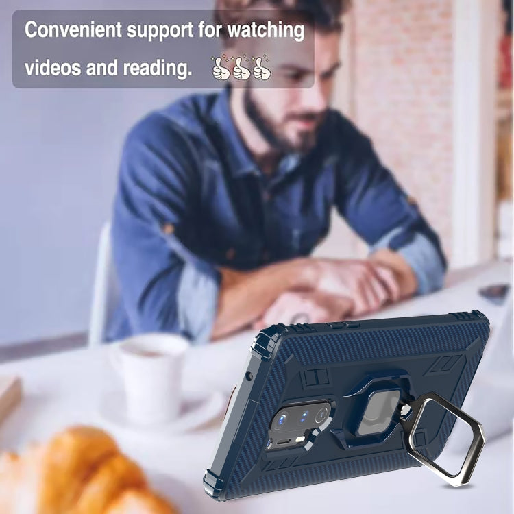 For OnePlus 8 Pro Carbon Fiber Protective Case with 360 Degree Rotating Ring Holder