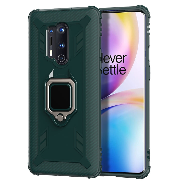 For OnePlus 8 Pro Carbon Fiber Protective Case with 360 Degree Rotating Ring Holder