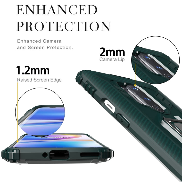 For OnePlus 8 Pro Carbon Fiber Protective Case with 360 Degree Rotating Ring Holder