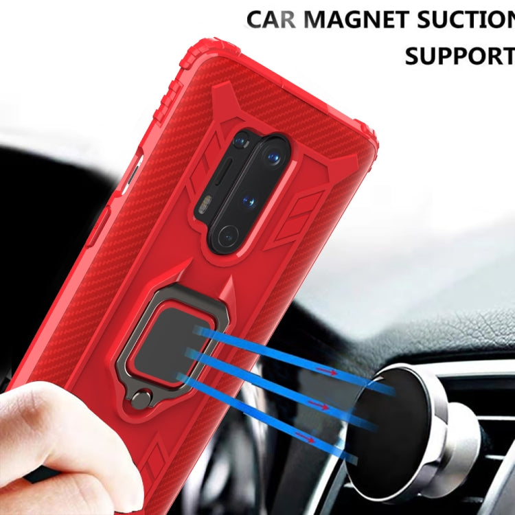 For OnePlus 8 Pro Carbon Fiber Protective Case with 360 Degree Rotating Ring Holder