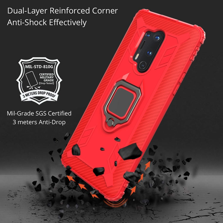 For OnePlus 8 Pro Carbon Fiber Protective Case with 360 Degree Rotating Ring Holder