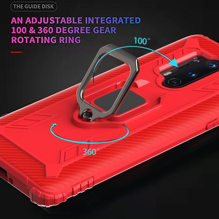 For OnePlus 8 Pro Carbon Fiber Protective Case with 360 Degree Rotating Ring Holder