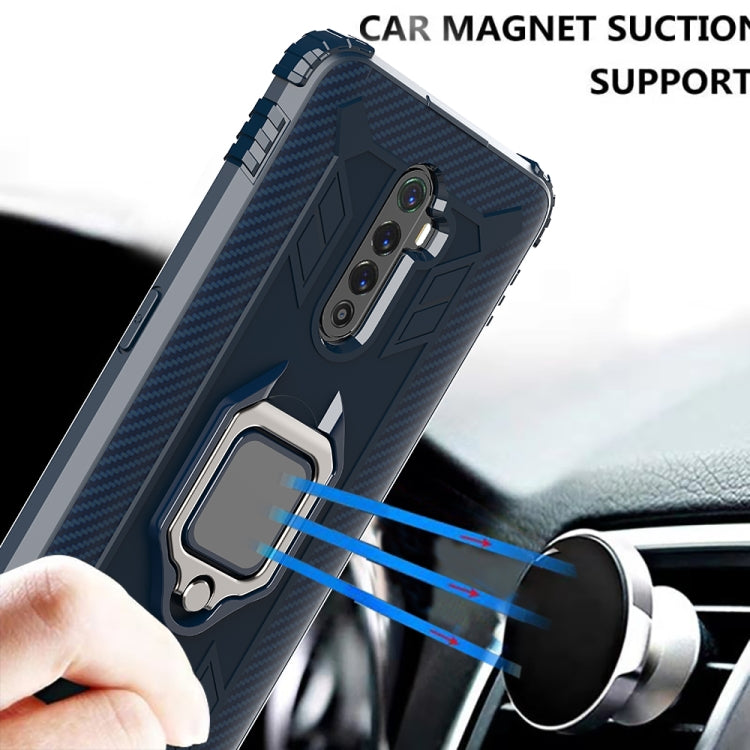 For OPPO Realme X2 Pro / Reno Ace Carbon Fiber Protective Case with 360 Degree Rotating Ring Holder