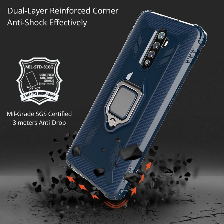 For OPPO Realme X2 Pro / Reno Ace Carbon Fiber Protective Case with 360 Degree Rotating Ring Holder