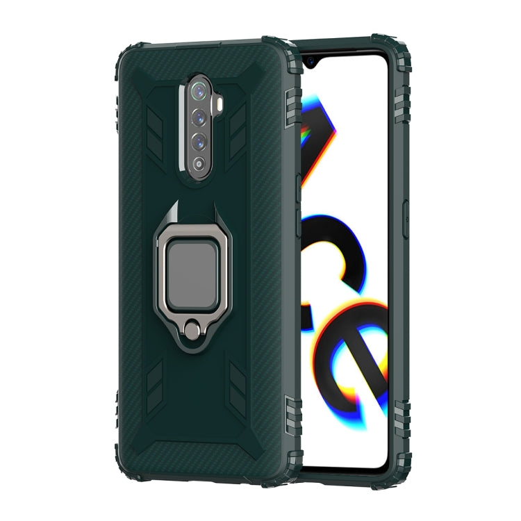 For OPPO Realme X2 Pro / Reno Ace Carbon Fiber Protective Case with 360 Degree Rotating Ring Holder