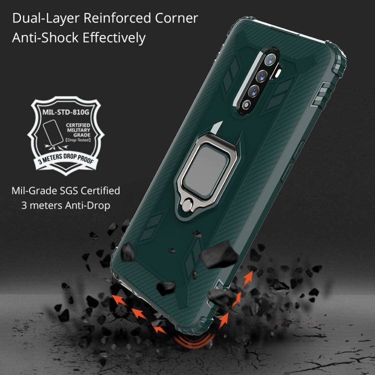 For OPPO Realme X2 Pro / Reno Ace Carbon Fiber Protective Case with 360 Degree Rotating Ring Holder