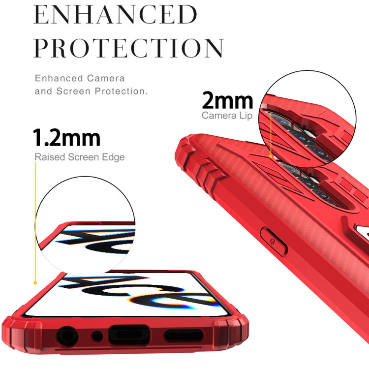 For OPPO Realme X2 Pro / Reno Ace Carbon Fiber Protective Case with 360 Degree Rotating Ring Holder