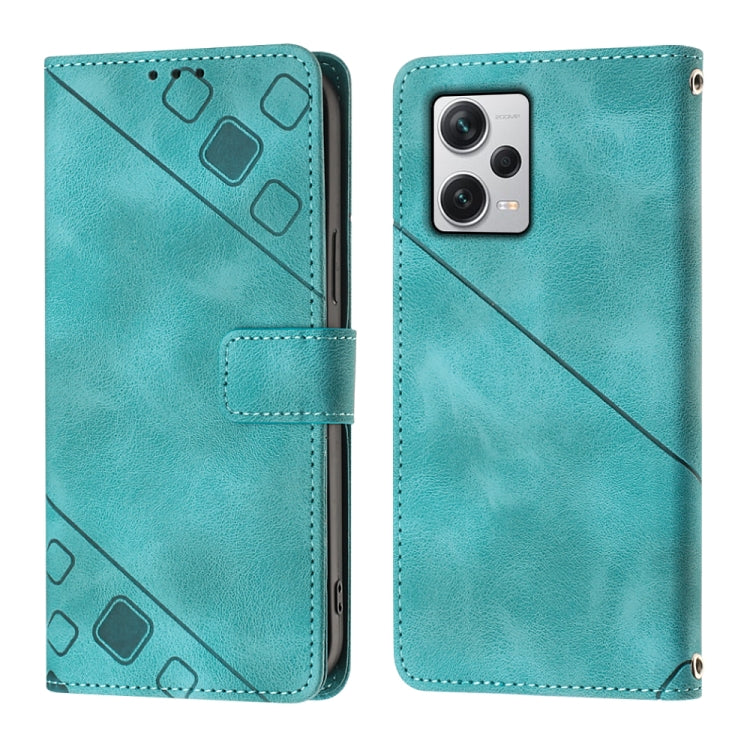 Skin-feel Embossed Leather Phone Case For Xiaomi Poco X5 5G/Redmi Note 12 China/Redmi Note 12 Global