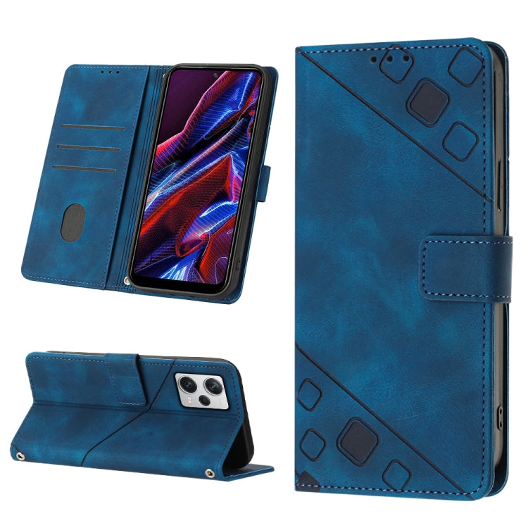 Skin-feel Embossed Leather Phone Case For Xiaomi Poco X5 5G/Redmi Note 12 China/Redmi Note 12 Global