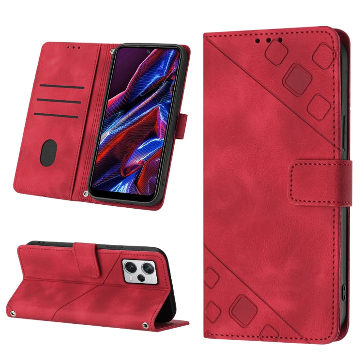 Skin-feel Embossed Leather Phone Case For Xiaomi Poco X5 5G/Redmi Note 12 China/Redmi Note 12 Global