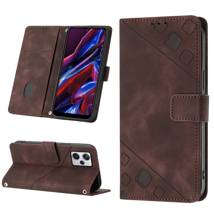 Skin-feel Embossed Leather Phone Case For Xiaomi Poco X5 5G/Redmi Note 12 China/Redmi Note 12 Global