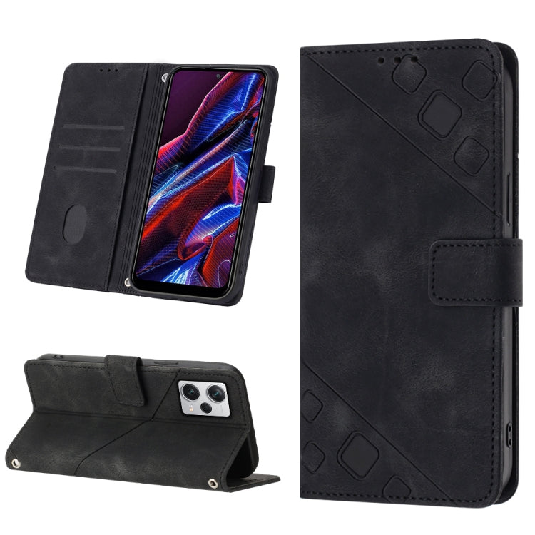 Skin-feel Embossed Leather Phone Case For Xiaomi Poco X5 5G/Redmi Note 12 China/Redmi Note 12 Global