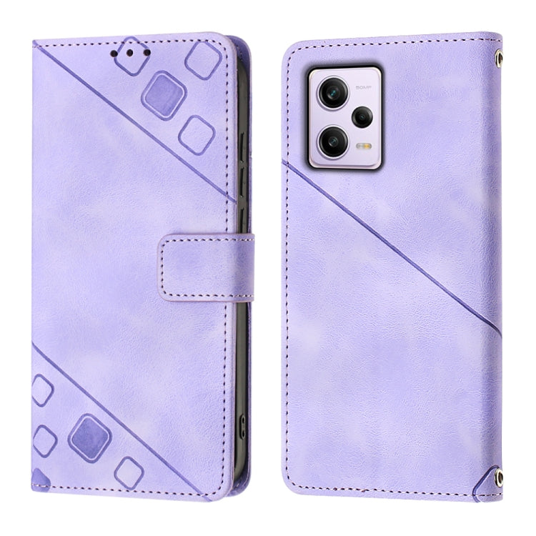 Skin-feel Embossed Leather Phone Case For Xiaomi Redmi Note 12 Pro 5G Global / Redmi Note 12 Pro 5G China