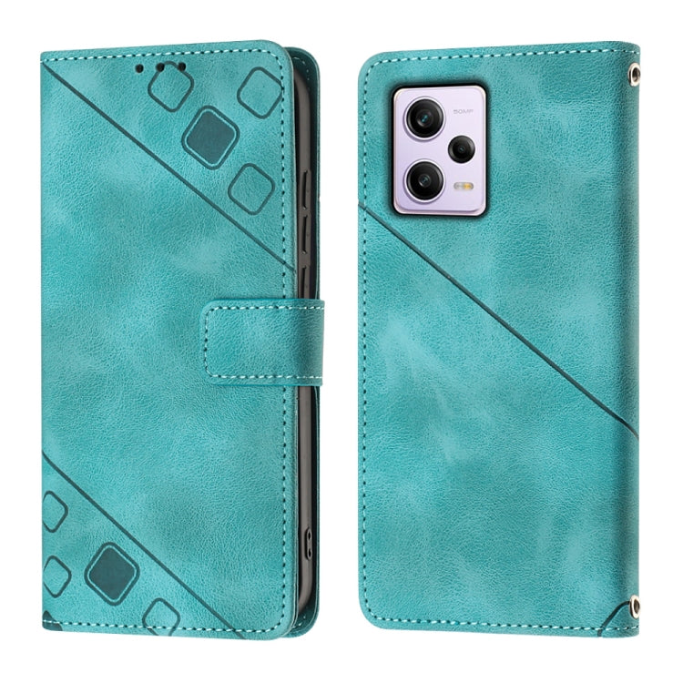 Skin-feel Embossed Leather Phone Case For Xiaomi Redmi Note 12 Pro 5G Global / Redmi Note 12 Pro 5G China