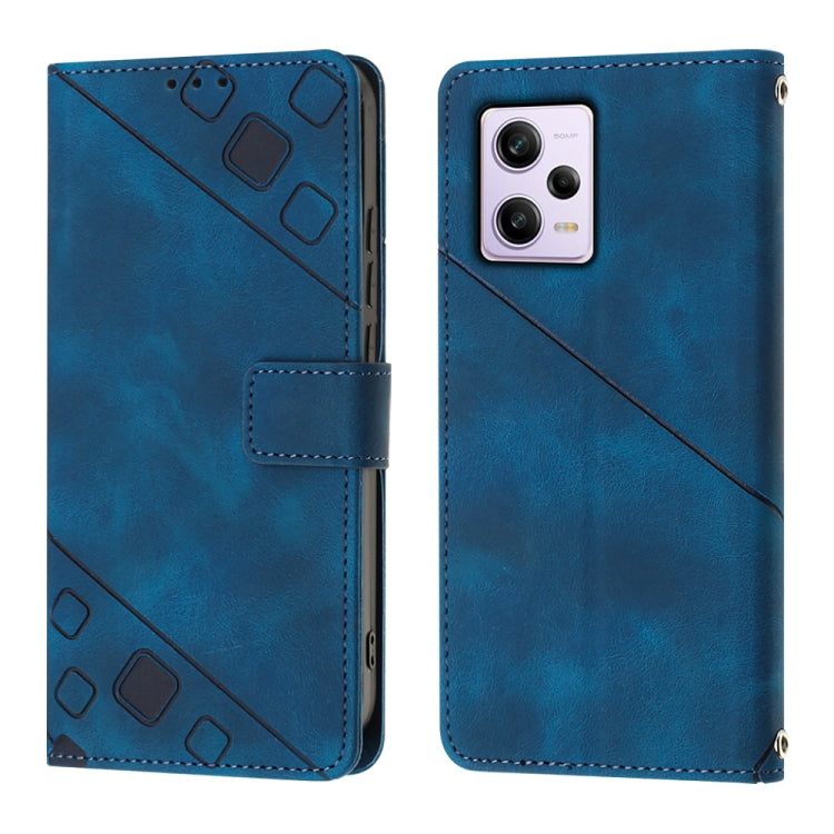 Skin-feel Embossed Leather Phone Case For Xiaomi Redmi Note 12 Pro 5G Global / Redmi Note 12 Pro 5G China