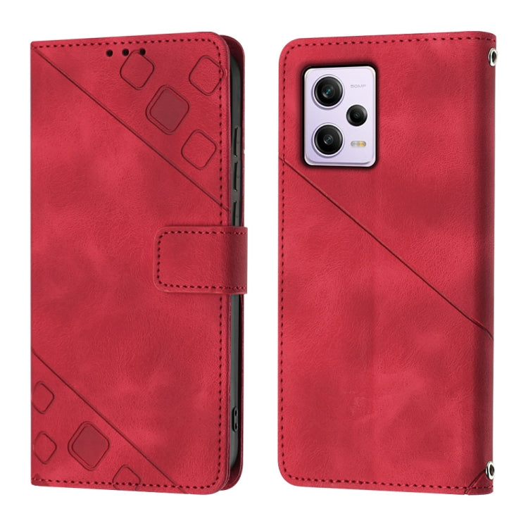 Skin-feel Embossed Leather Phone Case For Xiaomi Redmi Note 12 Pro 5G Global / Redmi Note 12 Pro 5G China