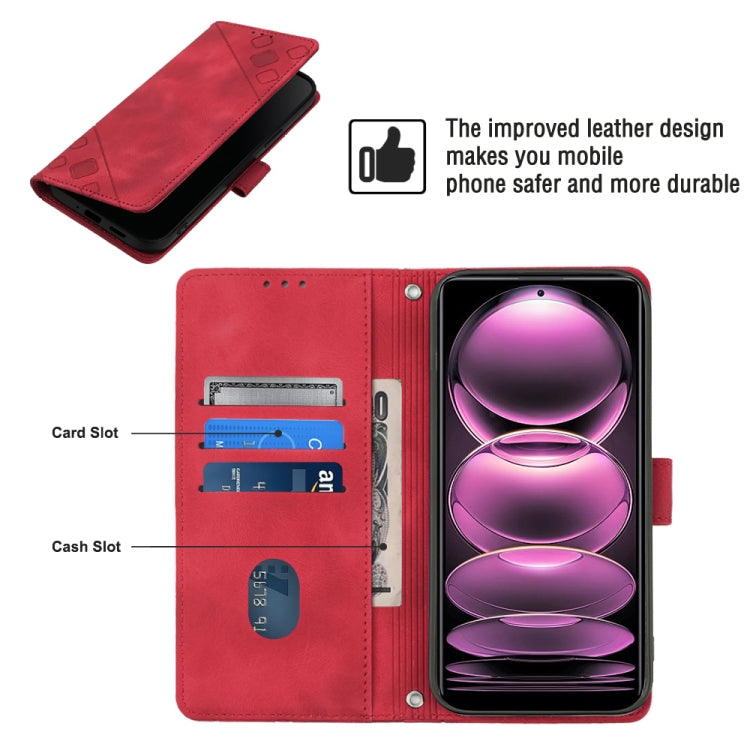 Skin-feel Embossed Leather Phone Case For Xiaomi Redmi Note 12 Pro 5G Global / Redmi Note 12 Pro 5G China